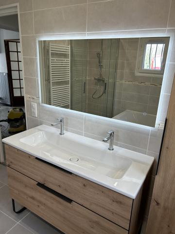 Salle de bains avec double vasque — Rénovation, Île-de-France