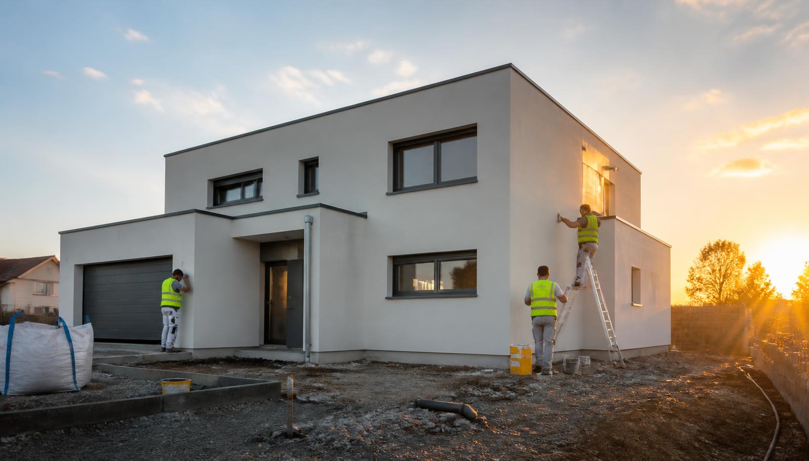 Chantier résidentiel ZER GROUP — maison contemporaine en finition